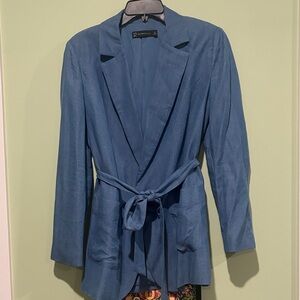New York & Company Teal Belted Blazer